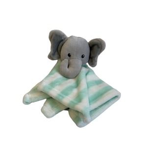 HB Hudson Baby Elephant Green Striped Gray Plush Infant Lovey Security Blanket